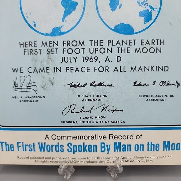 Apollo 11 Flight First Man On The Moon 1969 7" 45RPM Commemorative Record - Picture 6 of 12